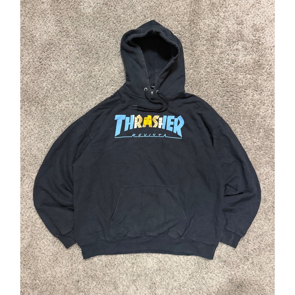 Thrasher Revista Sun Logo Hoodie Black Mens Medium Skateboarding Pullover